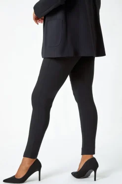 Roman Petite Black Mock Pocket Stretch Trouser