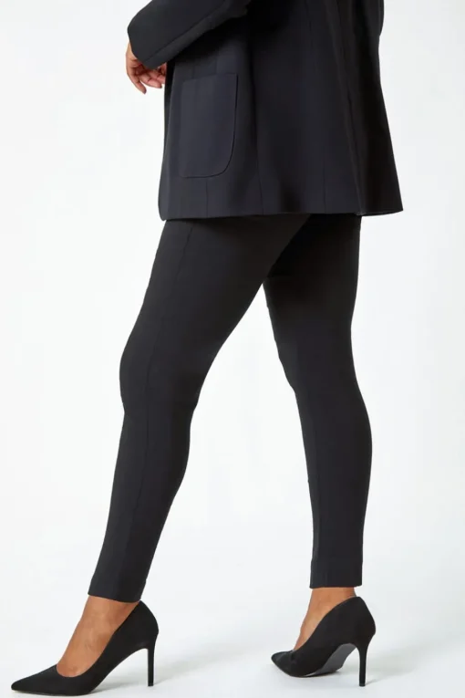 Roman Petite Black Mock Pocket Stretch Trouser