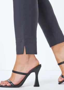 Roman Petite Dark Grey Full Length Stretch Trousers