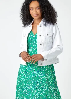 Roman Petite White Bleached Denim Jacket