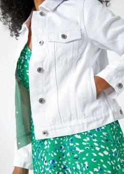 Roman Petite White Bleached Denim Jacket
