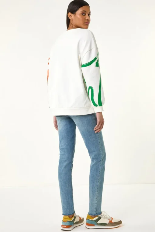Roman Pink Abstract Print Sweatshirt