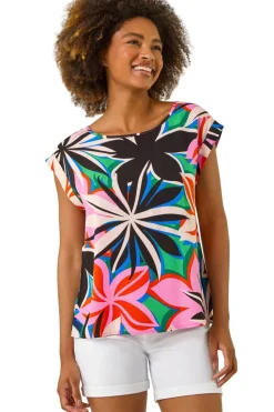Roman Pink Floral Print Shell Top