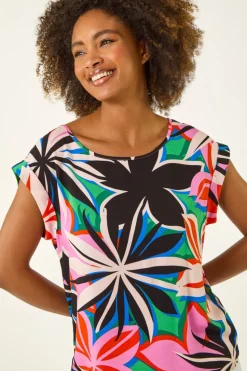 Roman Pink Floral Print Shell Top