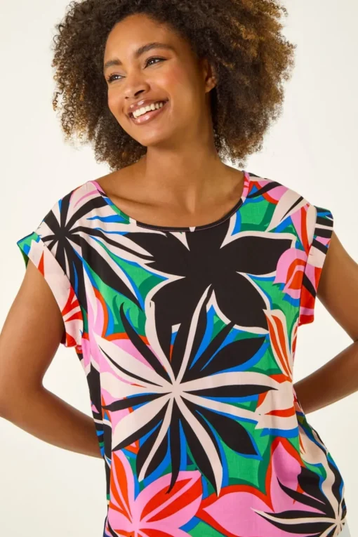 Roman Pink Floral Print Shell Top