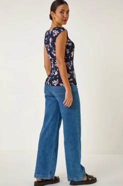 Roman Pink Floral Twist Front Top