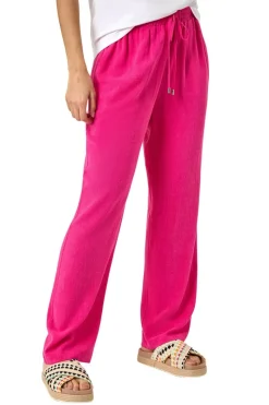Roman Pink Full Length Linen Blend Trousers