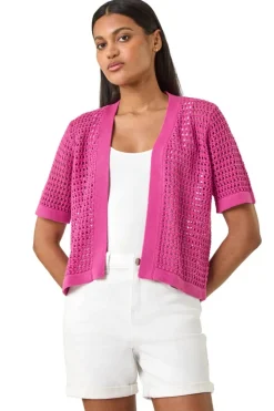 Roman Pink Open Knit Cardigan