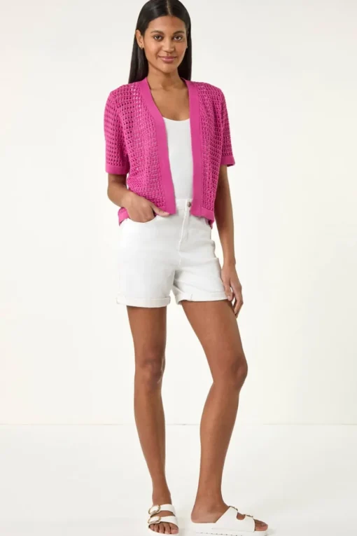 Roman Pink Open Knit Cardigan