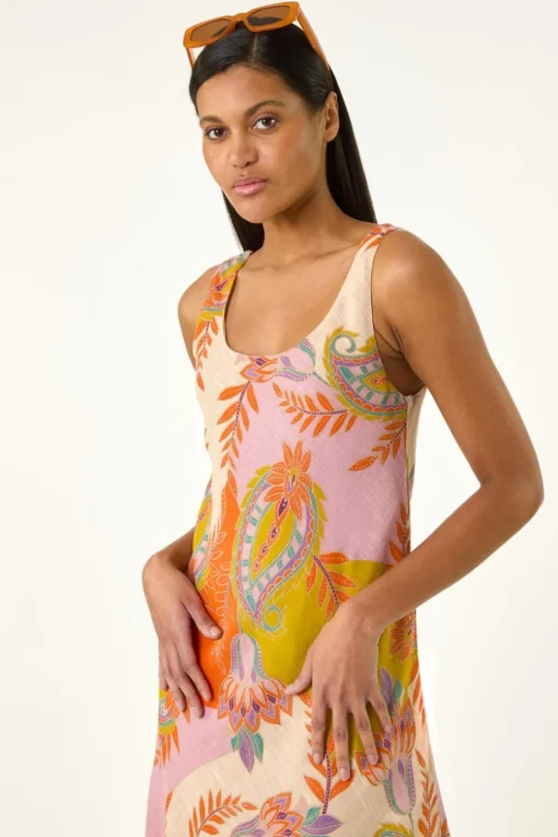 Roman Pink Paisley Double Layer Dress