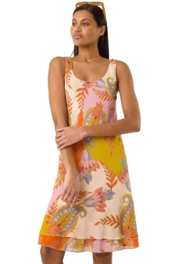 Roman Pink Paisley Double Layer Dress