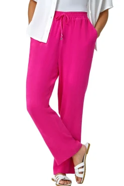 Roman Pink Petite Linen Mix Trousers