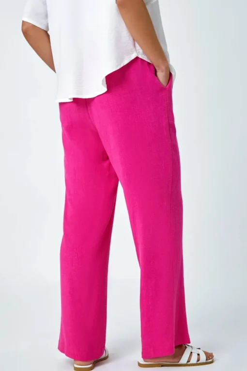 Roman Pink Petite Linen Mix Trousers