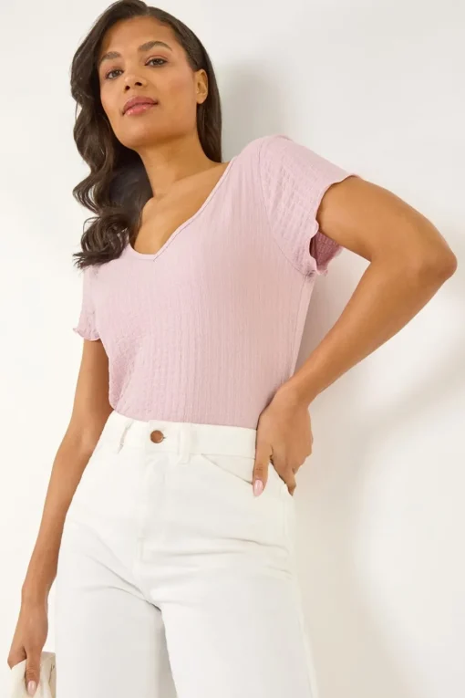 Roman Pink Textured Lettuce Edge Top