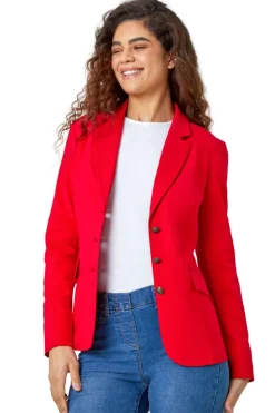Roman Red Button Detail Stretch Blazer