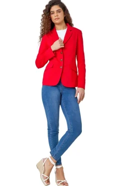 Roman Red Button Detail Stretch Blazer
