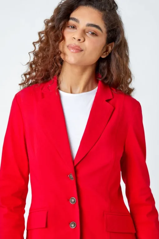 Roman Red Button Detail Stretch Blazer