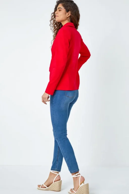 Roman Red Button Detail Stretch Blazer
