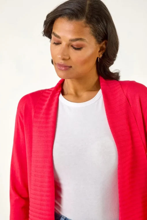 Roman Red Ribbed Detail Shrug