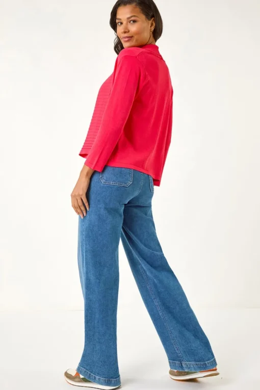 Roman Red Ribbed Detail Shrug