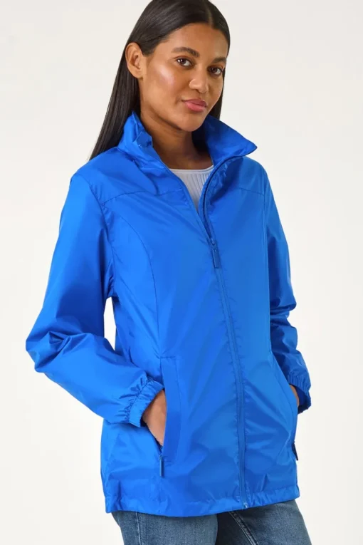 Roman Royal Blue Shower Resistant Funnel Neck Jacket
