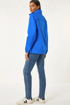 Roman Royal Blue Shower Resistant Funnel Neck Jacket