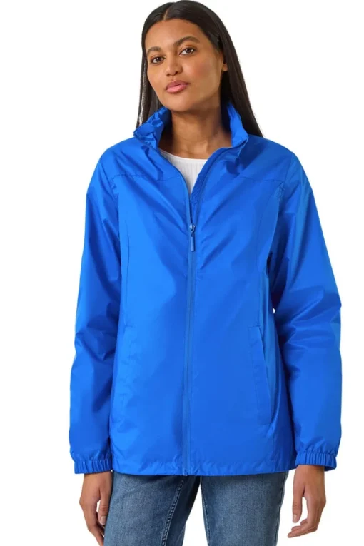 Roman Royal Blue Shower Resistant Funnel Neck Jacket