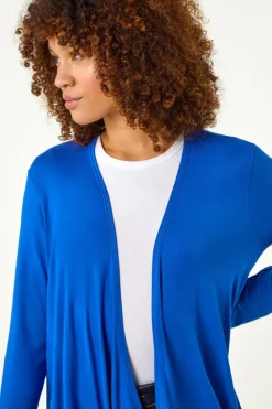 Roman Royal Blue Waterfall Front Jersey Knit Cardigan