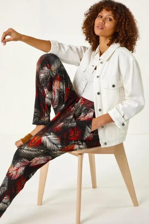 Roman Rust Leaf Print Harem Trouser