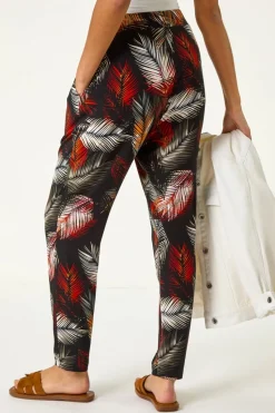 Roman Rust Leaf Print Harem Trouser