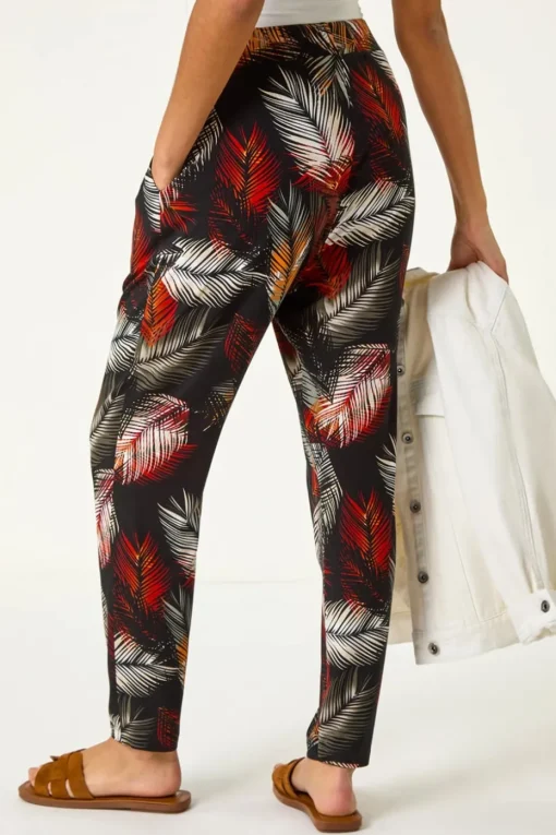 Roman Rust Leaf Print Harem Trouser