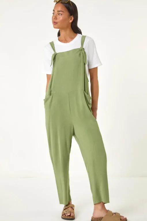 Roman Sage Petite Strap Woven Jumpsuit