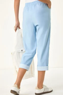 Roman Sky Blue Contrast Detail Cropped Stretch trouser