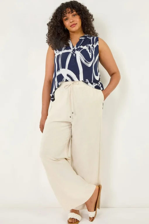 Roman Stone Curve Linen Mix Trousers