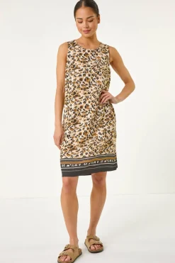 Roman Stone Petite Animal Border Print Shift Dress
