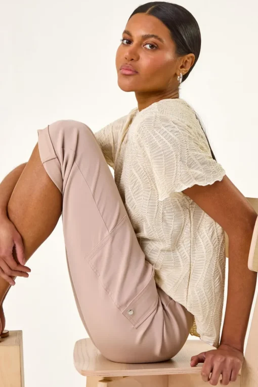 Roman Stone Turn Up Stretch Cargo Trousers