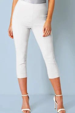 Roman White Cropped Stretch Trouser Capri Summer Leggings 3/4 Pedal Pushers