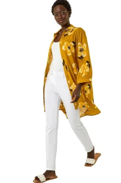 Roman Yellow Longline Floral Print Blouse