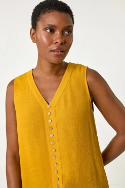 Roman Yellow Sleeveless Button Detail Vest