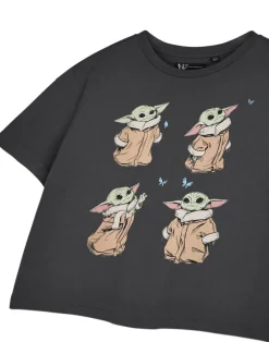 Star Wars The Mandalorian Grey Grogu Baby Yoda Cropped T Shirt