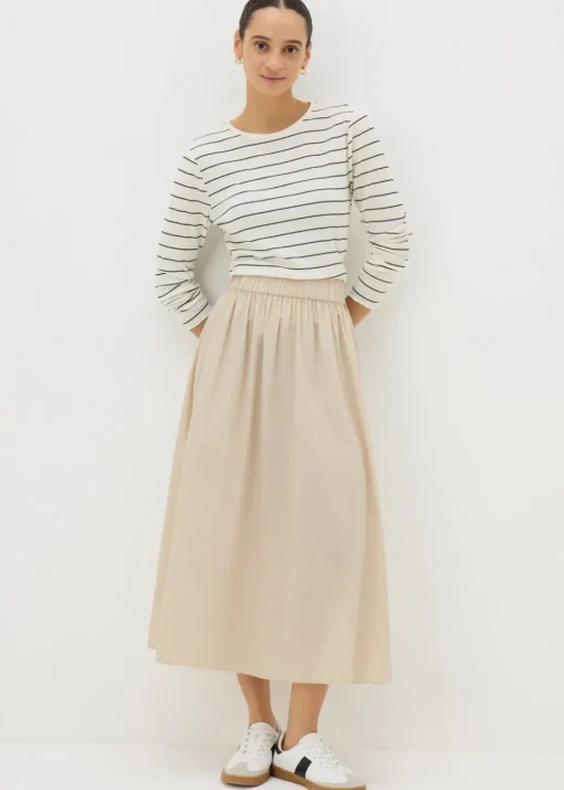 Stone Cotton Midi Skirt