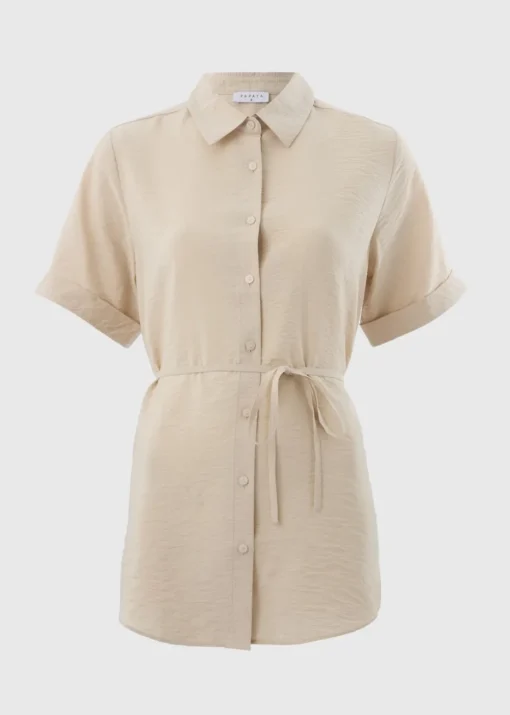Stone Tie Waist Longline Shirt