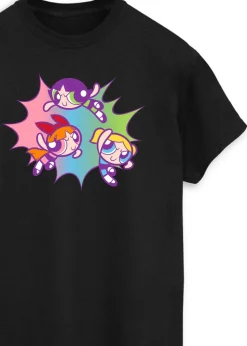 The Powerpuff Girls Black Pastels Boyfriend Fit T-Shirt