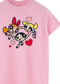 The Powerpuff Girls Pink Hearts Circle Boyfriend Fit T-Shirt