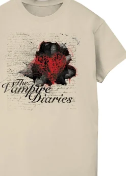 The Vampire Diaries Heart Diary Sand Boyfriend Fit Graphic T-Shirt