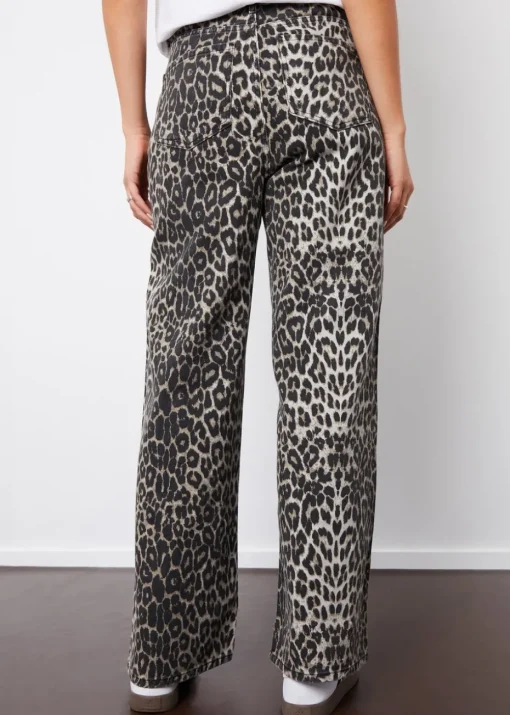 Threadbare Brown Petite Soleil Leopard Print Wide Leg Denim Jeans
