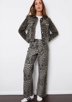 Threadbare Brown Soleil Printed Wide Leg Denim Jeans