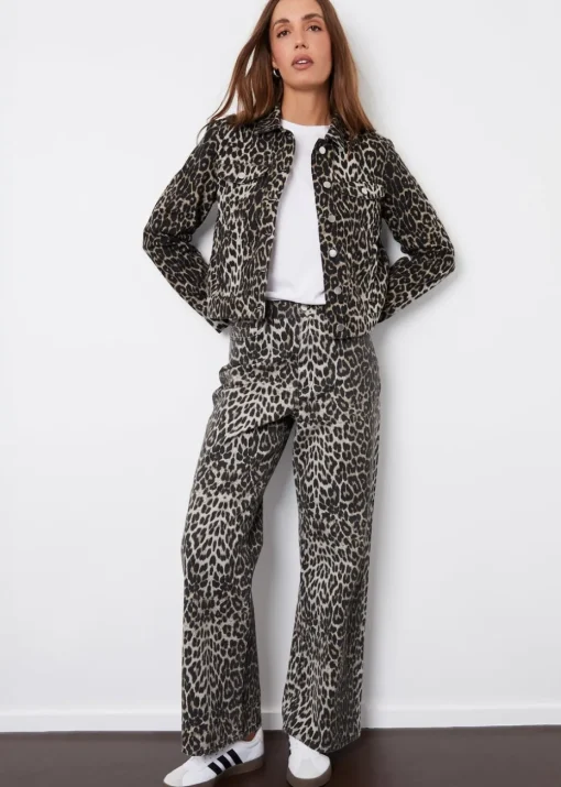 Threadbare Brown Soleil Printed Wide Leg Denim Jeans