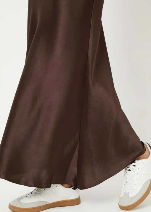 Threadbare Chocolate Ariel Satin Maxi Slip Skirt