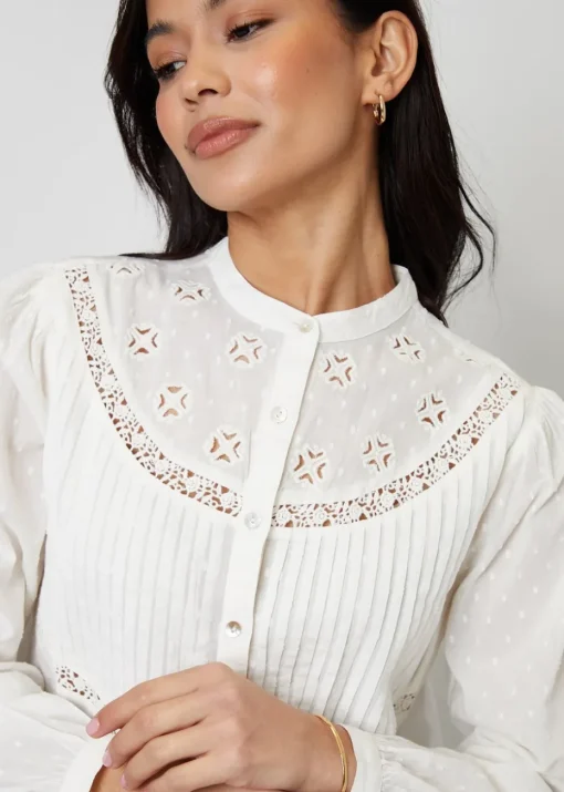Threadbare Cream Lace Detail Boho Blouse